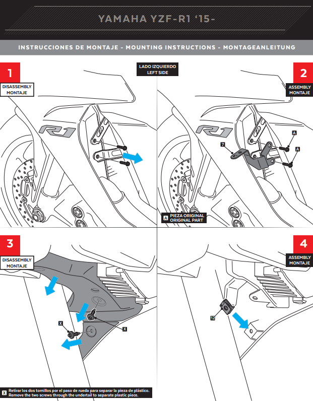 Spoiler Winglets Puig Downforce Yamaha YZF-R1/M RN32 RN49 (15-19) 9766 