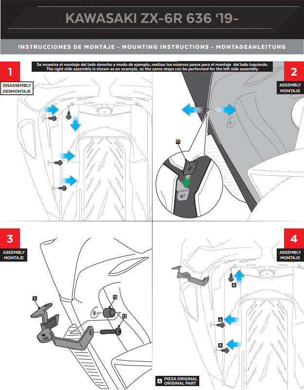 Spoiler Winglets Puig Downforce Kawasaki ZX-6R 636 (18-23) 3176 