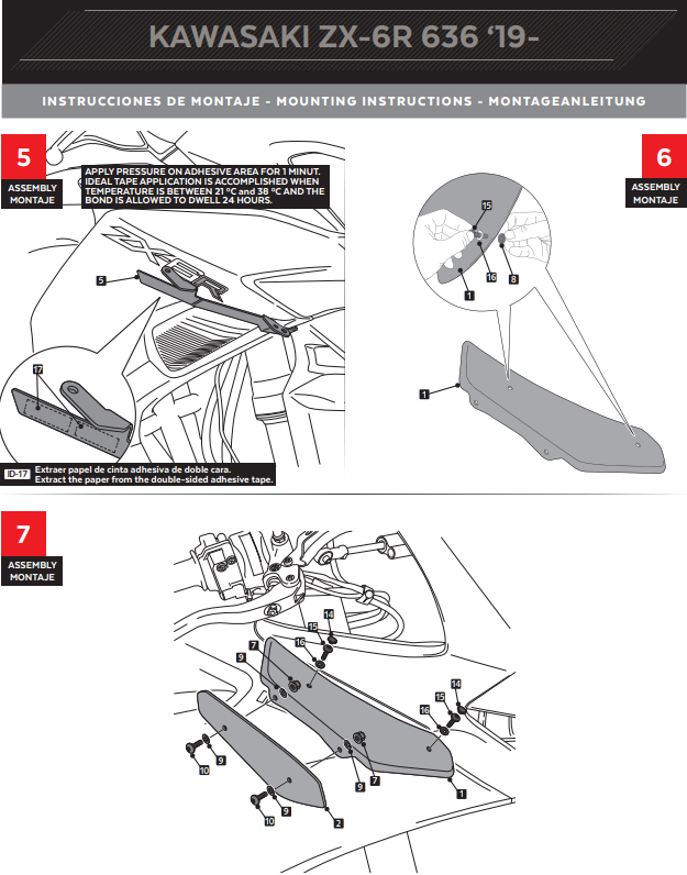Spoiler Winglets Puig Downforce Kawasaki ZX-6R 636 (18-23) 3176 