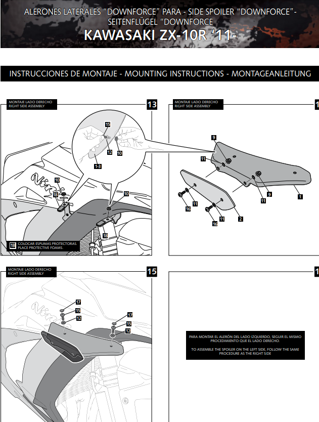 Spoiler Winglets Puig Downforce Kawasaki ZX-10 R/RR (11-20) 9882 