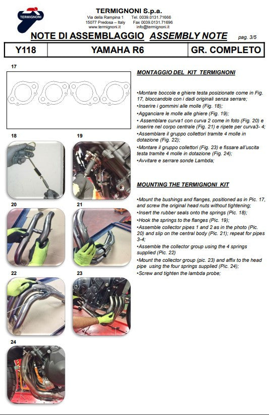 Termignoni Sistema completo Titanio Kit-SSP Versione Yamaha YZF-R6 (06-25) Y11810200TCC