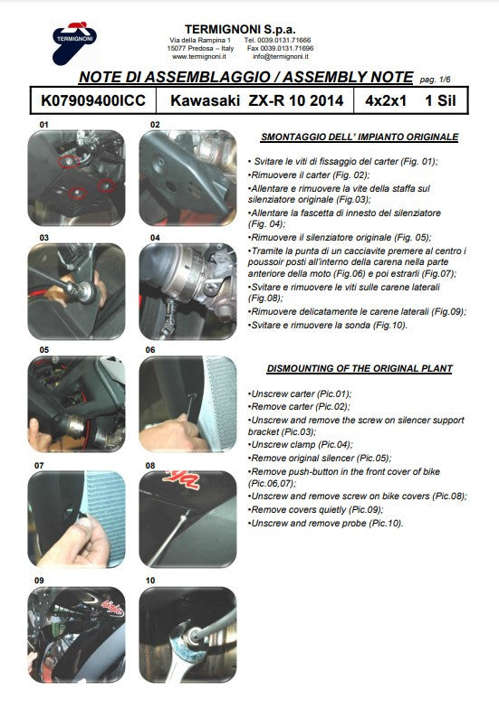 Ternignoni Sistema completo Titanio Kawasaki ZX-10 R/RR (16-20) K08010200TCC
