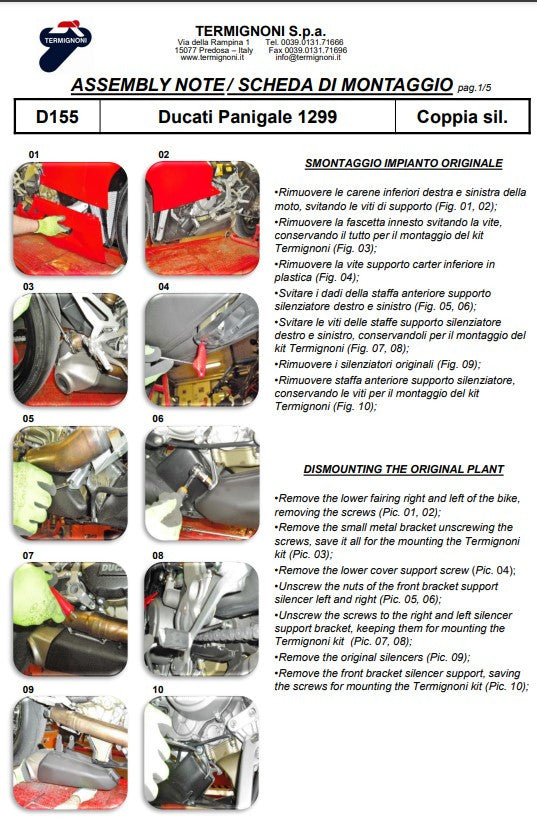 Termignoni Kit slip-on carbone Ducati Panigale 959 (16-19) D155102CPT+D155Y2