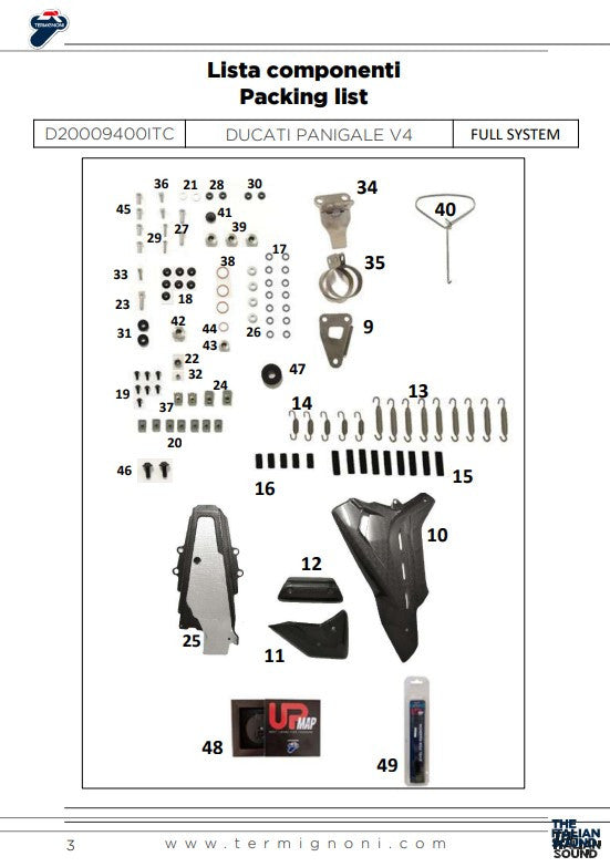 Sistema completo Termignoni Acciaio inossidabile D200 RHT Ducati Panigale V4/S (18-24) D20009400ITC