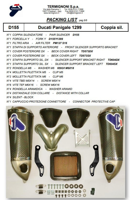 Termignoni kit slip-on carbon doucati panigale 899 (13-16) d155102cpt+d155y