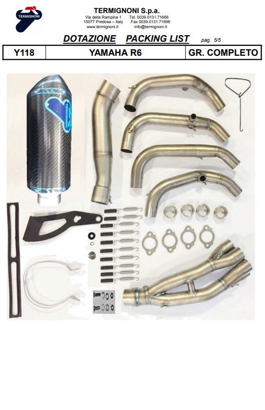 Termignoni Sistema completo Titanio Kit-SSP Versione Yamaha YZF-R6 (06-25) Y11810200TCC