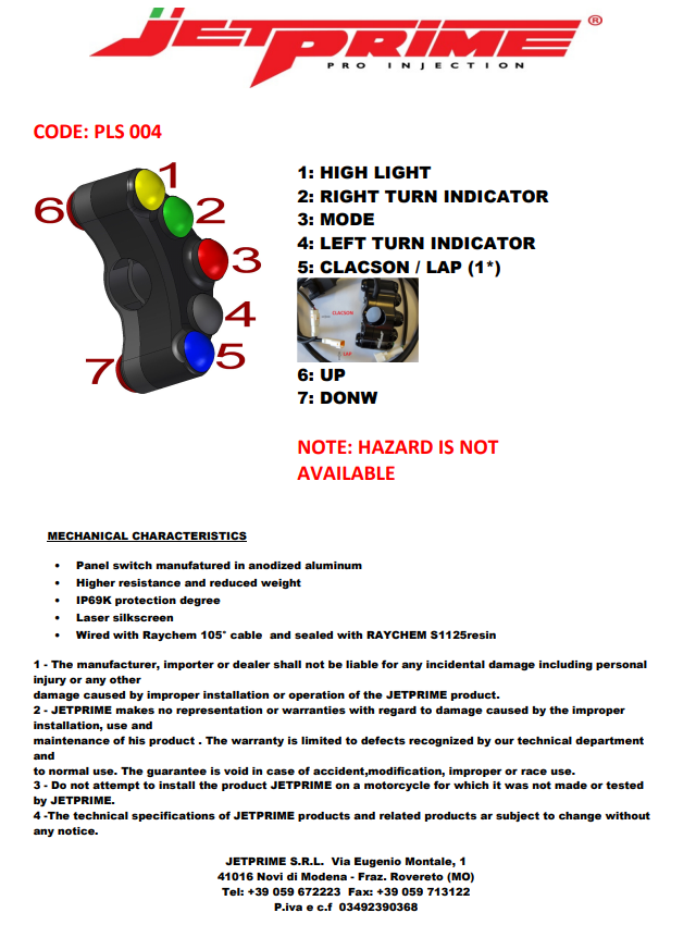 Switch Stering Street Jetprime Kawasaki ZX-10 R/RR (16-20) JP PLS 004