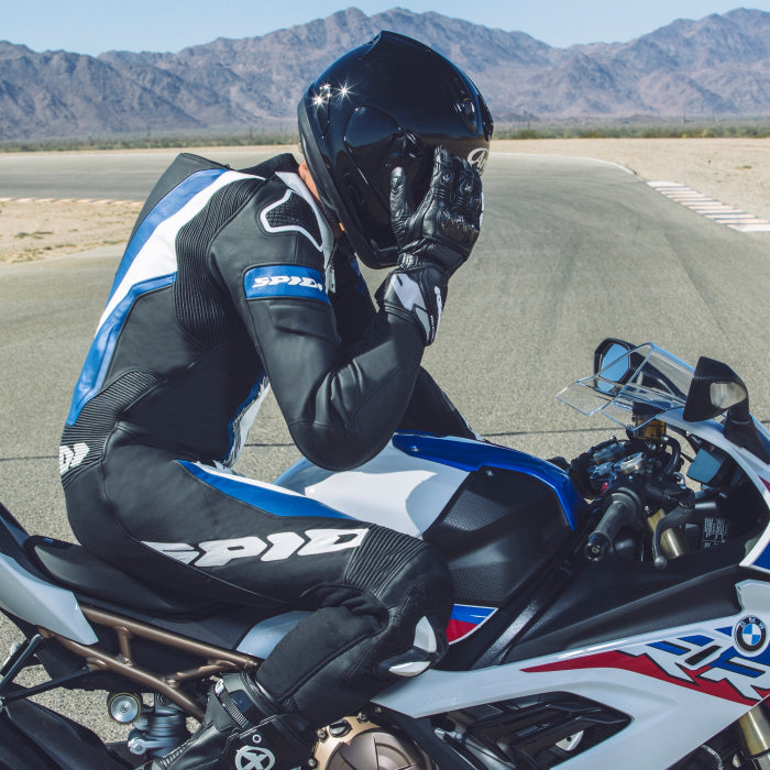 Spidi Laser Pro tuta intera Tuta in pelle – Tuta da gara perforata | Uomo | Nero/Blu | Y154022 