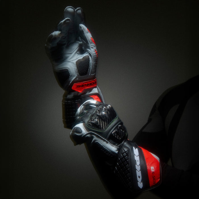 Guanti da moto in pelle Spidi Carbo Kangaroo Racing | Uomo | Nero-Rosso | A216021 