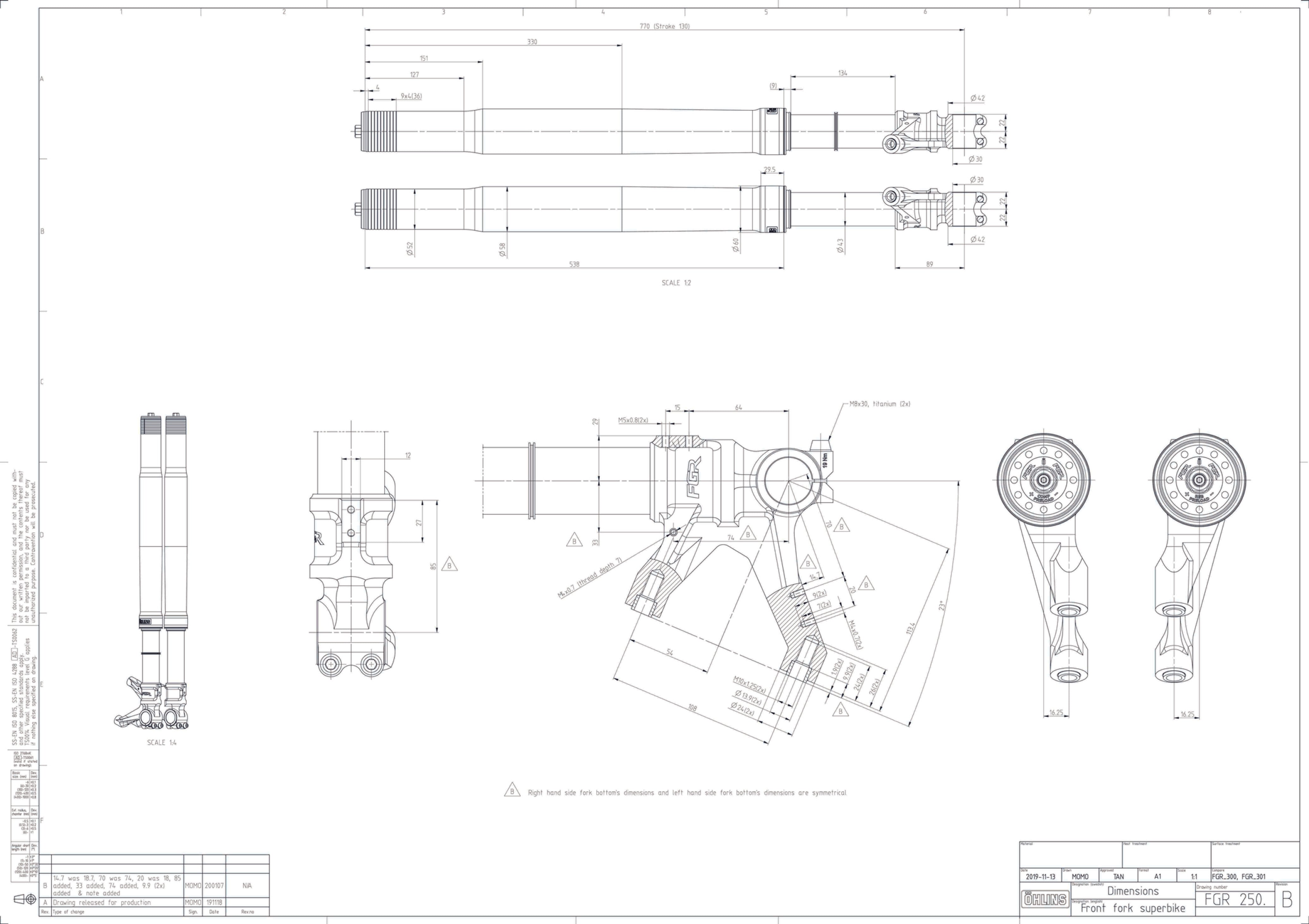 Öhlins FGR 250 FORK RACING USD Telegabel Racing Ducati Panigale V4/S (2025) FGR 256