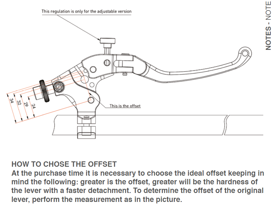 Leve della frizione con offset differenti Bonamici per Aprilia RSV4/1100 Factory/R/RR/RF (09-26) 