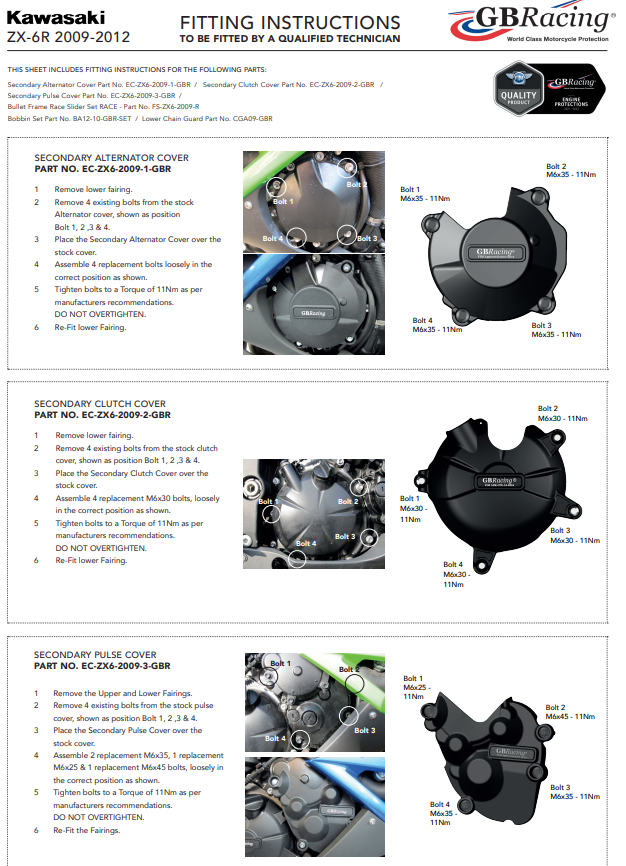Coperchio di protezione della protezione dell'accoppiamento GBracing Kawasaki ZX-6R/636/RR (09-25)