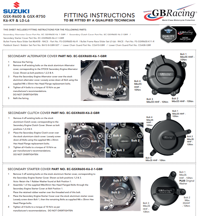 Copertura protettiva per protezione di accensione GBracing Suzuki GSX-R 600/750 (06-17)