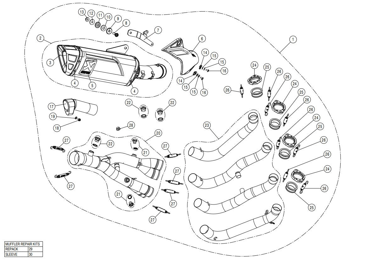 Akrapovic Racing Line (acciaio inossidabile) Yamaha YZF-R1/M (15-26) S-Y10R15-APLT 