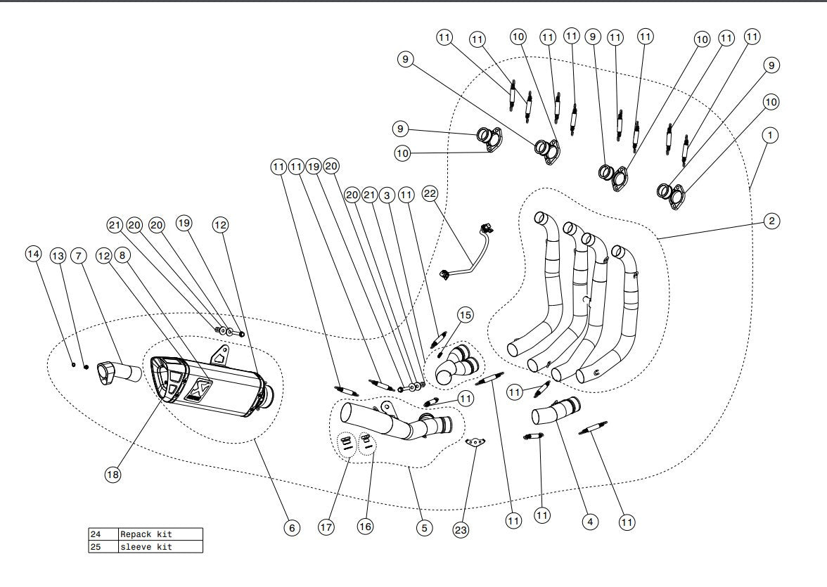 Akrapovic Racing Line (Acciaio Inossidabile) Suzuki GSX-R 1000 (17-23) S-S10R11-APLT 